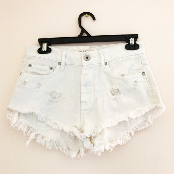 PacSun Pants - PAC SUN White Frayed High Waist Shorts